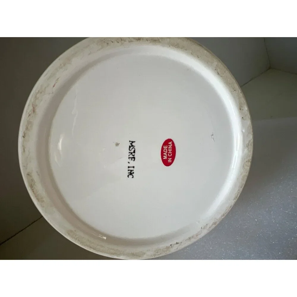 Retro Kitchen Canister Ceramic Hinged Lid Gasket Baking Pattern White Yellow Red